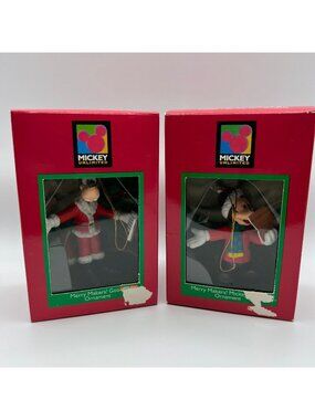 Mickey Unlimited Merry Makers Mickey & Goofy Christmas Ornaments In Original Box